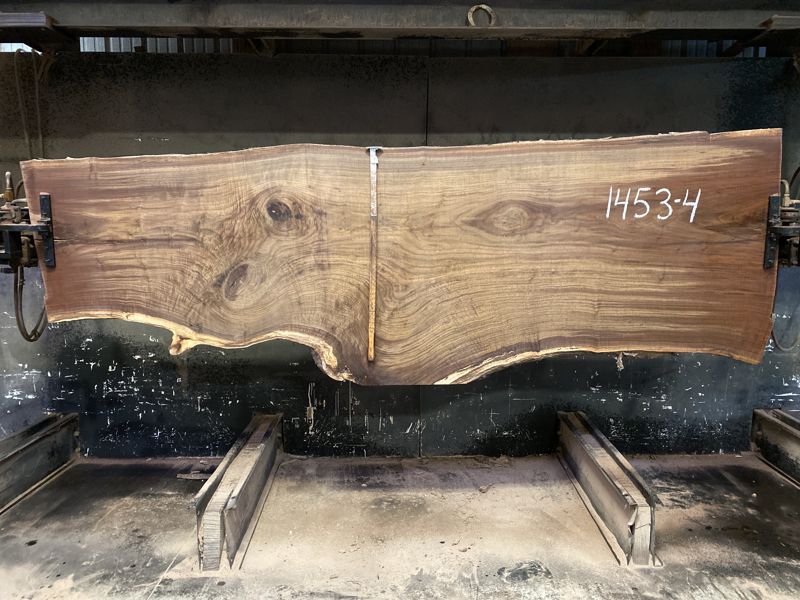 walnut slab 1453-4   rough size 2″ x 27-41″ avg. 36″ x 10′ 