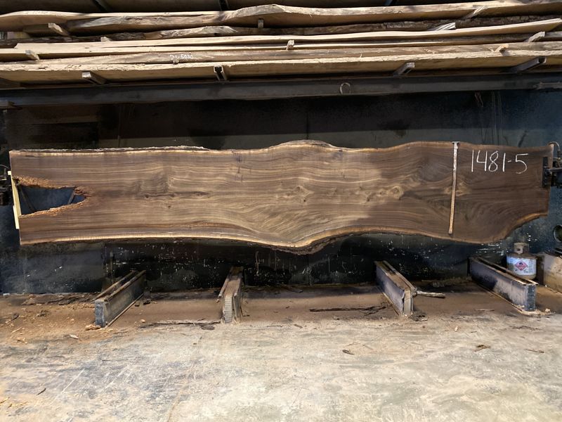 walnut slab 1481-5  rough size 2.5″ x 29-44″ avg. 37″ x 17′ 