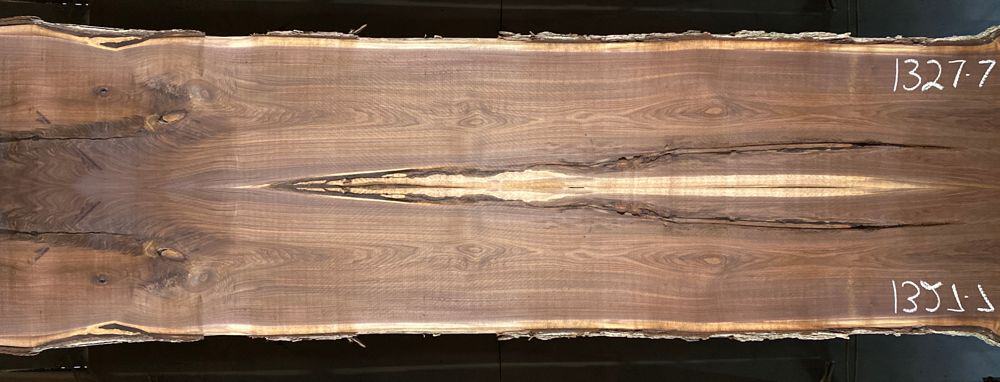walnut slabs 1327-7&8 book-match simulation, approx. size 2″ x 48″ x 17′ Both Rough Slabs $3550