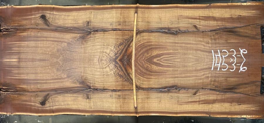 walnut slabs 1453-6&7 book-match simulation, approx. size 2″ x 50″ x 10′ Both Rough Slabs $2600