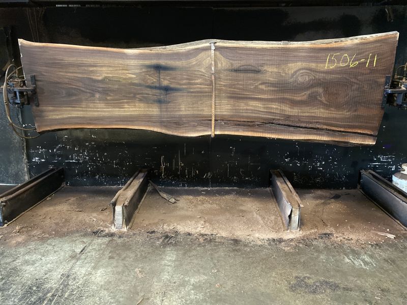 walnut slab 1506-11  rough size 2″ x 31-40″ avg. 34″ x 11′ $1400